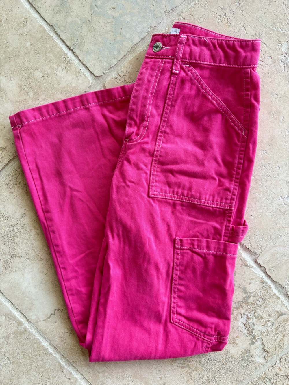 Y2K 2000’s Style Hot Pink Straight Leg Utility Jeans Cargo Pants